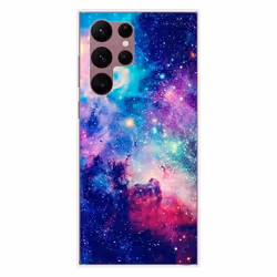 Coque en silicone - Compatible Samsung Galaxy S22 Ultra - design galaxie bleue