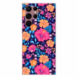 Coque en silicone - Compatible Samsung Galaxy S22 Ultra - design fleurs exotiques