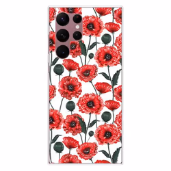 Coque en silicone - Compatible Samsung Galaxy S22 Ultra - design fleurs de pavot