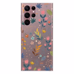 Coque en silicone - Compatible Samsung Galaxy S22 Ultra - design fleurs colorees