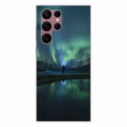 Coque en silicone - Compatible Samsung Galaxy S22 Ultra - design aurores boreales