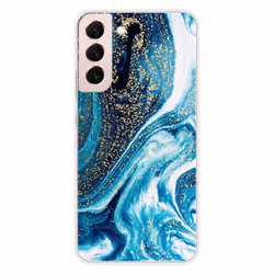 Coque en silicone - Compatible Samsung Galaxy S22 Plus - design marbre bleu paillete