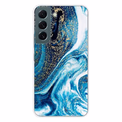Coque en silicone - Compatible Samsung Galaxy S22 - design marbre bleu paillete