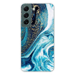 Coque en silicone - Compatible Samsung Galaxy S22 - design marbre bleu paillete