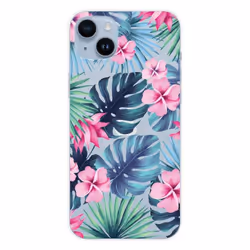 Coque en silicone - Compatible Apple iPhone 14 Plus - design tropical aquarelle