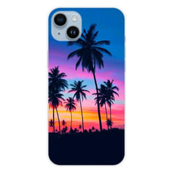Coque en silicone - Compatible Apple iPhone 14 Plus - design palmiers colores