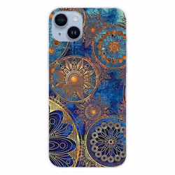 Coque en silicone - Compatible Apple iPhone 14 Plus - design mandalla bleu