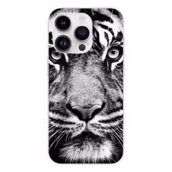 Coque en silicone - Compatible Apple iPhone 14 Pro - design tigre blanc et noir