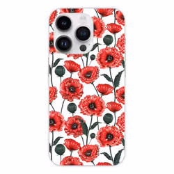 Coque en silicone - Compatible Apple iPhone 14 Pro - design fleurs de pavot
