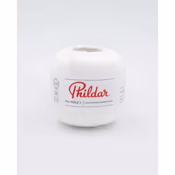 Phildar - Pelote de Laine PHIL PERLE 5 de 50g - Laine à Tricoter  - 100% COTON - Aiguille n° - Couleur BLANC