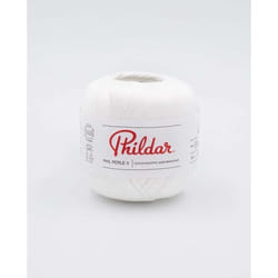 Phildar - Pelote de Laine PHIL PERLE 5 de 50g - Laine à Tricoter  - 100% COTON - Aiguille n° - Couleur BLANC