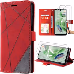 Coque pour Xiaomi Redmi Note 12 5G - Xiaomi - Rouge - Antichoc - Cuir PU - Support et Porte-Cartes