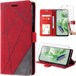 Coque pour Xiaomi Redmi Note 12 5G - Xiaomi - Rouge - Antichoc - Cuir PU - Support et Porte-Cartes