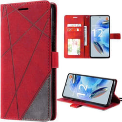 Coque - Xiaomi - Redmi Note 12 Pro 5G - Antichoc - Cuir PU - Support réglable - Rouge