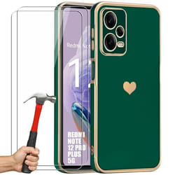 Coque pour Xiaomi Redmi Note 12 Pro Plus 5G - Xiaomi - Vert Nuit - Motif Cœur - 2 Verres Trempés - Antichoc