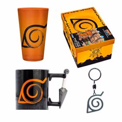 ABYstyle Naruto Gift Pack Konoha Tasse Noir, Jaune Universel 3 pièce(s)