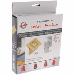 Sacs aspirateur par 6 + filtre zr003901 : Sacs pour Aspirateur Rowenta, Moulinex, Tefal compatible avec appareils Mo151101/4q ...