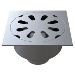 Siphon de cours inox 247x247 mm, sortie verticale 100 mm