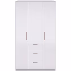 Armoire a 3 portes et 3 tiroirs, realisee en panneau de particules de bois (melamine). Son interieur avec 3 tablettes et une ...
