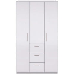 Armoire avec 3 portes coloris Blanc en melamine - Dim : 203 x 117 x 52 cm Pegane