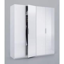 Armoire avec 4 portes coloris blanc en bois - Dim : H200 x L180 x P52 cm Pegane
