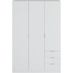 Armoire avec 3 portes et 3 tiroirs coloris Blanc en melamine - Dim: 180 x 121 x 52 cm Pegane