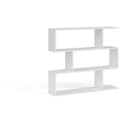 Bibliotheque avec 3 etageres coloris Blanc Brillant en melamine - Dim: 97 x 110 x 24 cm Pegane