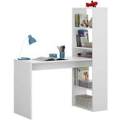 Bureau avec 5 etageres coloris Blanc Artik en melamine - Dim: 144 x 120 x 53 cm Pegane
