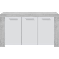 Buffet avec 3 portes coloris Blanc Artik / Ciment en melamine - Dim: 80 x 144 x 42 cm Pegane