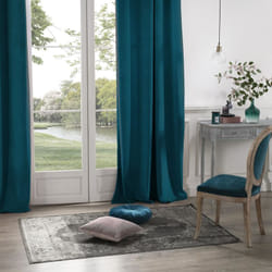 Lot de 2 Rideaux occultants bleu canard en velours - 140 x 260 cm Pegane