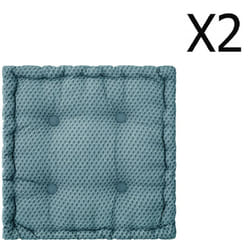 Pegane - Lot de 2 Coussins de sol bleu canard - l. 40 x l. 40 x h. 8 cm