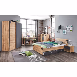 Chambre à coucher se compose d'un lit de 90 x 200 cm "sommier et matelas non inclus" avec lot de 2 Tiroirs de lit, un chevet ...