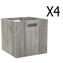 Pegane - Lot de 4 Boites de rangement en bois Gris - l. 30.5 x p. 30.5 x h. 30.5 cm