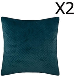 Pegane - Lot de 2 Coussins bleu canard en velours - 40 x 40 cm