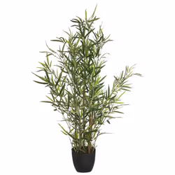 Ce bambou artificiel est fabriqué en polyester pour les feuilles, en bambou pour la tige plantée dans le pot en polyéthylène  ...