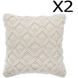Pegane - Lot de 2 Coussins macramé en coton - l. 40 x l. 40 cm