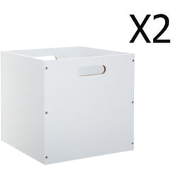 Pegane - Lot de 2 Boites de rangement en bois Blanc - l. 30.5 x p. 30.5 x h. 30.5 cm