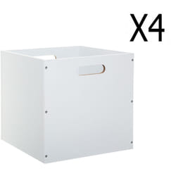 Lot de 4 Boites de rangement en bois Blanc - L. 30.5 x P. 30.5 x H. 30.5 cm -PEGANE-