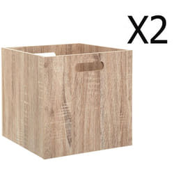 Pegane - Lot de 2 Boites de rangement en bois Naturel - l. 30.5 x p. 30.5 x h. 30.5 cm