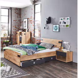 Description générale Cette chambre est composée d'un lit de 90 x 200 cm (sommier et matelas non inclus), de deux tiroirs de l ...