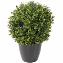 BUIS BOULE "RED DAY" UV Artificiel, en PE de diamètre 45cm, tronc en bois, le pot a un diamètre de 10cm et une hauteur de 10c ...