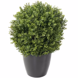 BUIS BOULE RED DAY UV Artificiel, en PE de diamètre 50cm, tronc en bois, le pot a une hauteur de 9cm et un diamètre de 11cm. ...