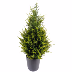 Cyprès Junipérus Artificiel, pot diam 10cm hauteur 10cm, peut convenir pour l'extérieur. Nos plantes artificielles pour extér ...