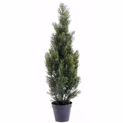 CYPRES MINI NEW, arbre artificiel cyprès avec un feuillage en polyéthylène, pouvant convenir pour l'extérieur. Pot à la base ...