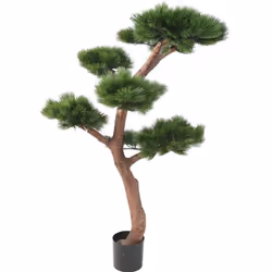 PIN BONSAI UV RESISTANT artificiel, tronc en fibre de verre, avec emboîtement des branches en bois traitées hydrofuge. 6 plat ...