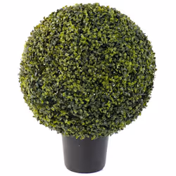BUIS BOULE POT Artificiel, le pot est accolé à la boule de buis, sur une structure plastique avec tronc bois. boule de buis r ...