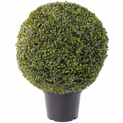 BUIS BOULE POT Artificiel, le pot est accolé à la boule de buis, sur une structure plastique avec tronc bois. boule de buis r ...