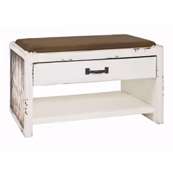 Banc essuyé de 72 x 42 x 38 cm (L x H x P) est en MDF blanchi et dispose d’une étagère pratique pour les chaussures. Le banc  ...