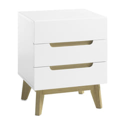 Chevet en laqué blanc mat avec pieds en bois - L48 x H60 x P40 cm Pegane
