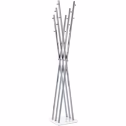 Porte manteaux coloris chromé-blanc avec tube d'acier chromé, pied en métal laqué blanc. Dimensions : L 35 x P 35 x H 128 cm. ...